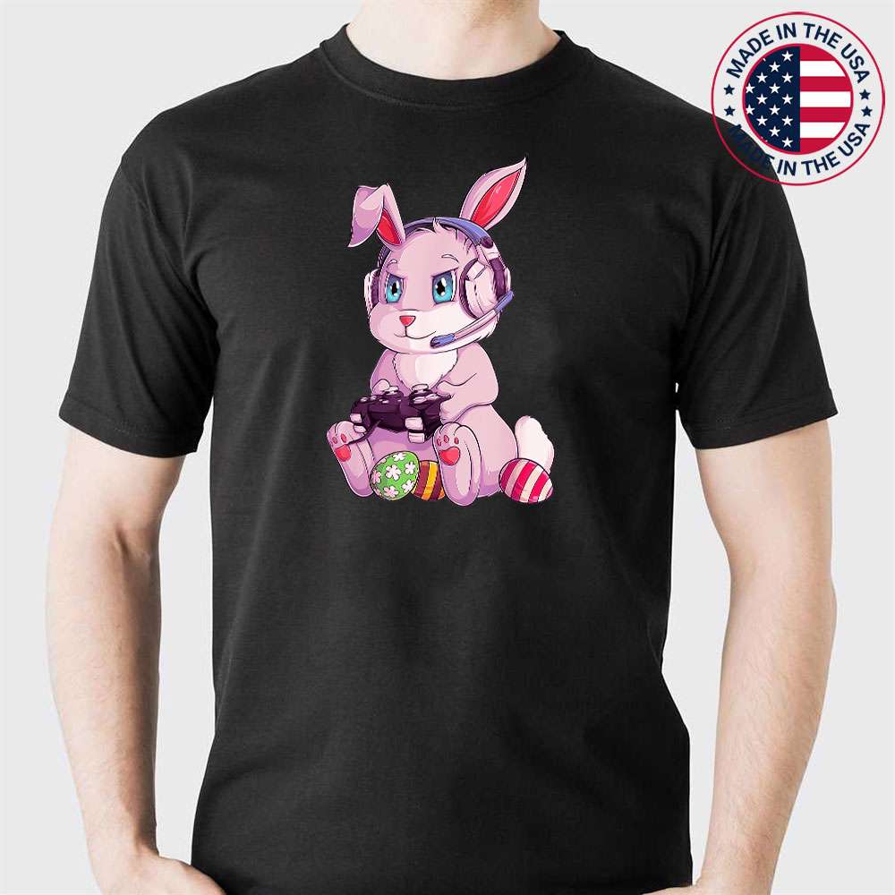 Happy Easter Day Bunny Egg Funny Boys Girls Kids Gamer T-Shirt