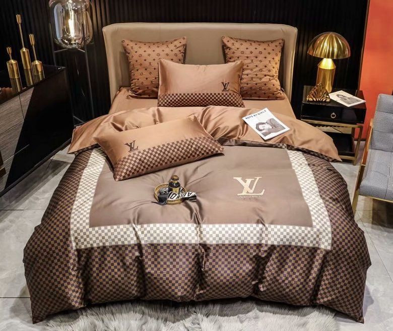 LV Brown Bedding Sets Luxury Brand 047 LV Brown Bedding Sets Luxury Brand 047