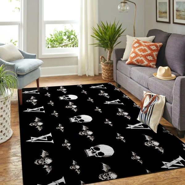 Louis Vuitton Black Skull Luxury Living Room Carpet 021