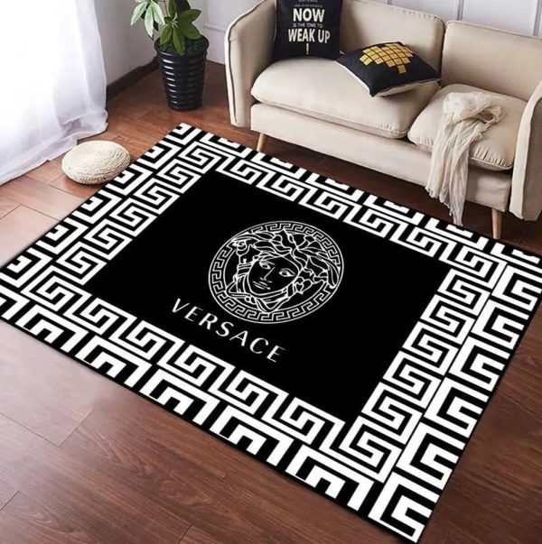 Monochrome Versace Living Room Carpet And Rug 046