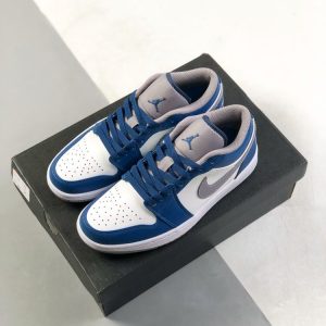 New Arrival AJ 1 Low True Blue Grey White 553558-412