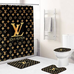 Shower Curtains Louis Vitton Beige Brown Full Bathroom Sets 074