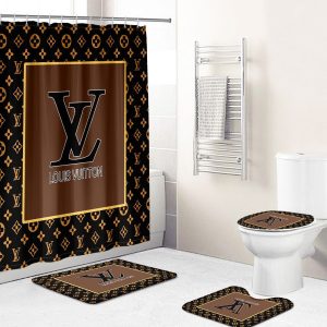 Shower Curtains Louis Vitton Dark Beige Black Full Bathroom Sets 089