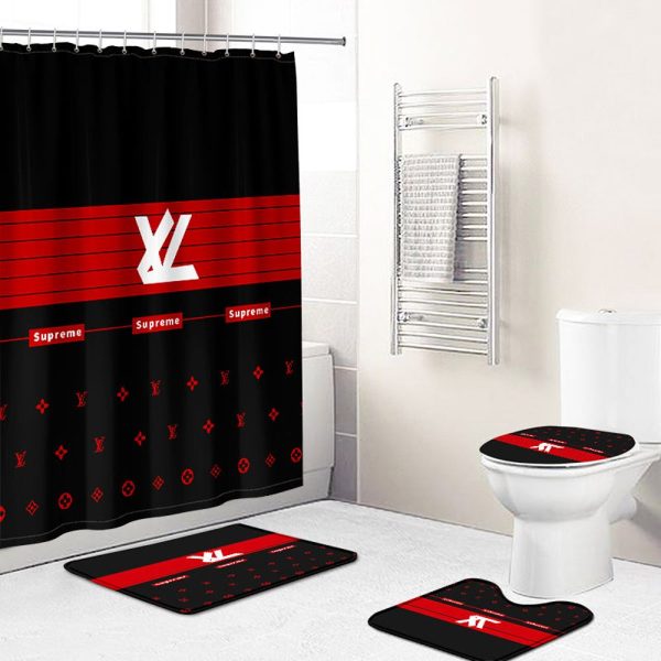 Shower Curtains Louis Vitton Red And Black Full Bathroom Sets 094