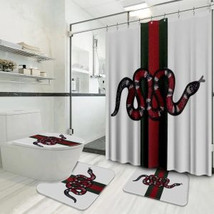 Snake White Background Gucci Shower Curtain 055