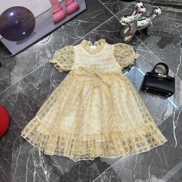 Dior Kids Lace Yellow Dress