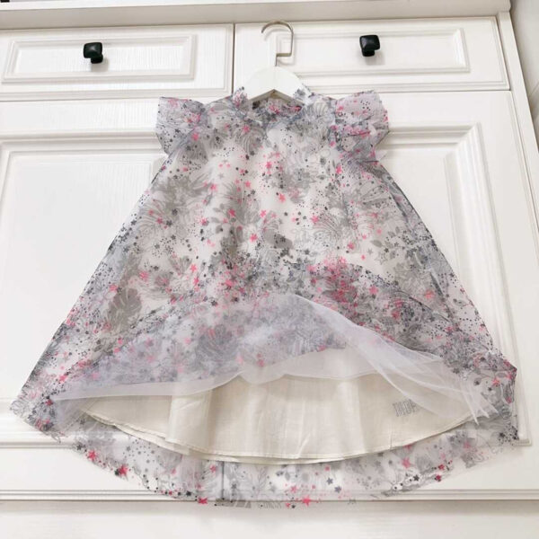 Dior Kids Lace Floral Dress Grey