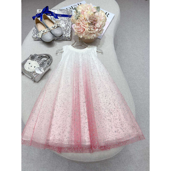 Dior Kids Bright Pink Tulle With Sequins Dress